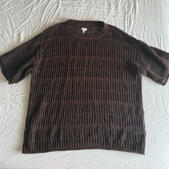 Aerie 100% Cotton Crochet Oversized Short Sleeve & Shorts Set - Picture 4 of 8